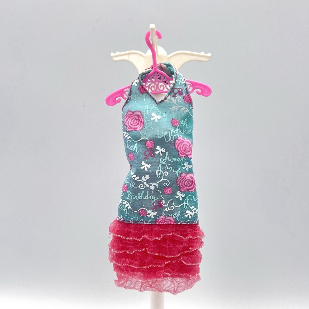 Barbie Birthday Ruffle‎ Halter Dress Teal Pink